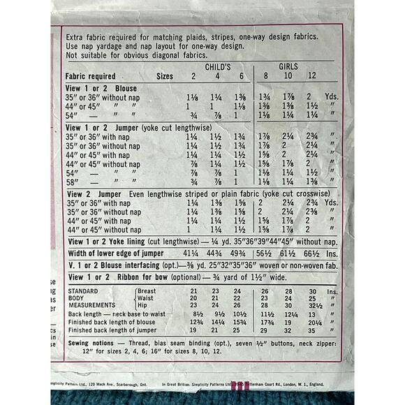 Simplicity 7275 Sewing girls Aline dress blouse 1960s size 4 - Picture 5 of 5